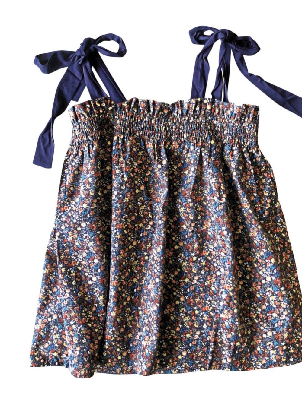 Sugarlips Navy Floral Tie-Shoulder Top